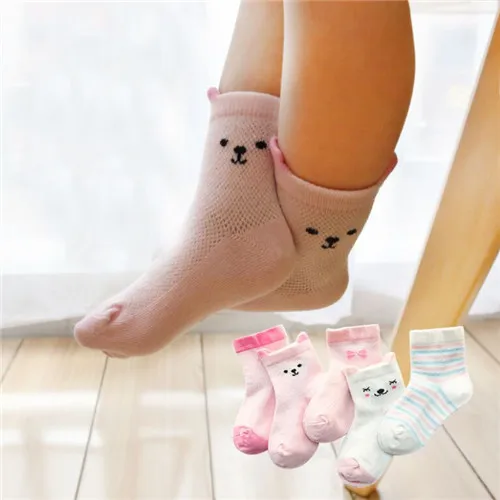 pink rabbit 5 пар/лот, детские носки с героями мультфильмов летние носки для девочек, детские хлопковые носки с принтом животных для мальчиков и девочек, тонкая одежда для малышей - Цвет: pink rabbit