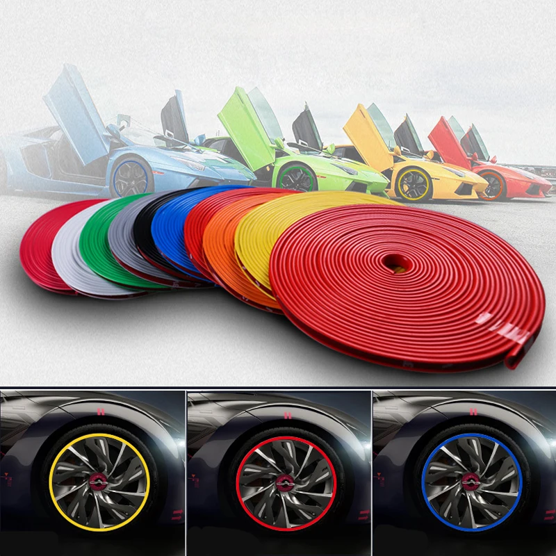 

8M Car Hub Trim Decoration Anti-Collision Strip Wheel Rim Protector Ring Wheel Tire Edge Changer Guard Styling stickers
