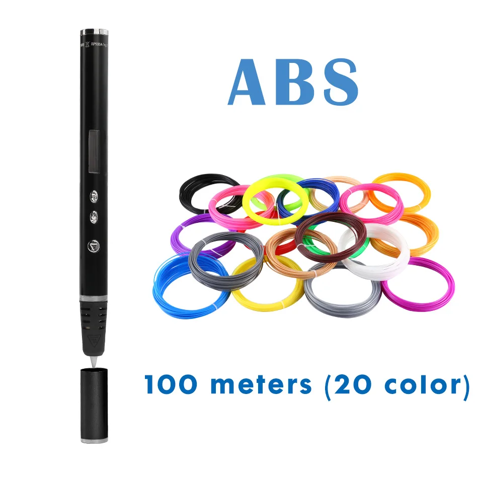 100 meter ABS 3D ручка, ручка для печати, OLED, PLA, ABS, нить, 3D принтер, рождественские подарки, Lapiz, 3D Ручка для печати, для школы, 3D карандаш, гаджет - Цвет: 100 meter ABS