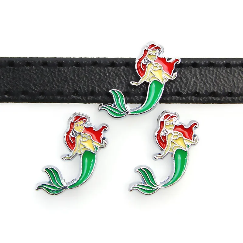 Ползунки русалки 8 мм милые аниме персонажи эмаль слайды подвески для браслетов