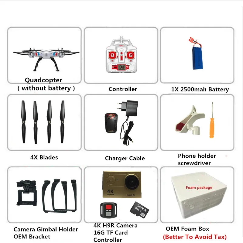 X8G 1 Battery Syma X8G X8HG X8HC серии Радиоуправляемый Дрон с камерой eken H9R 12MP FHD 2,4G Дроны с камерой HD OEM шасси держатель камеры - Цвет: X8G 1 Battery