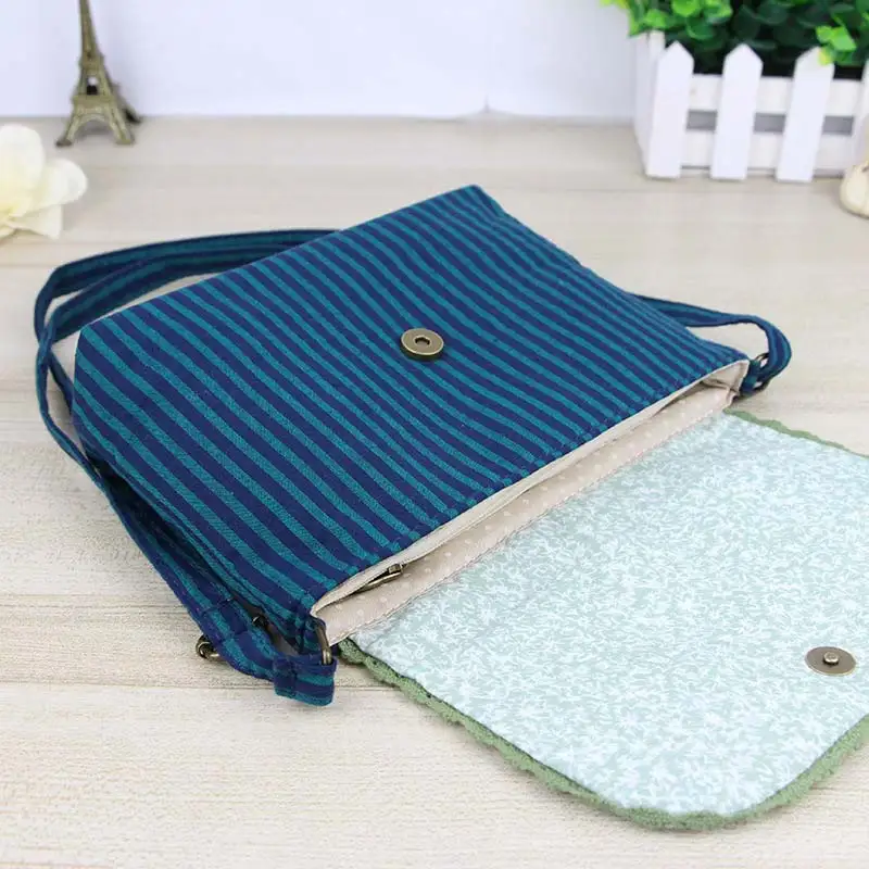 Холщовая маленькая сумка для телефона высокого качества полосатая мессенджер