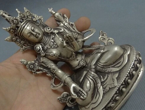 Тибетская Серебряная буддийская Статуэтка с защитой джосса 7 глаз лотоса белая
