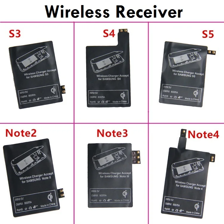 Android QI Беспроводное зарядное устройство адаптер приемник Pad для Samsung Galaxy Note 2 3 4 S3 S4