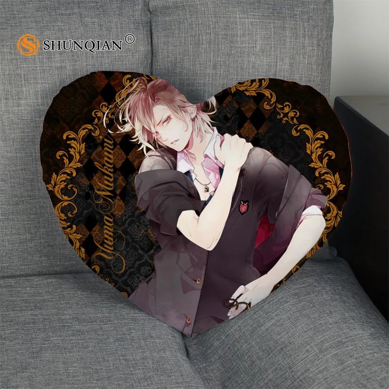 Оранжевый Наволочка на заказ DIABOLIK LOVERS в форме сердца, Подушка на молнии, чехол, лучший подарок, размер 41x36 см, 47x42 см - Цвет: Оранжевый
