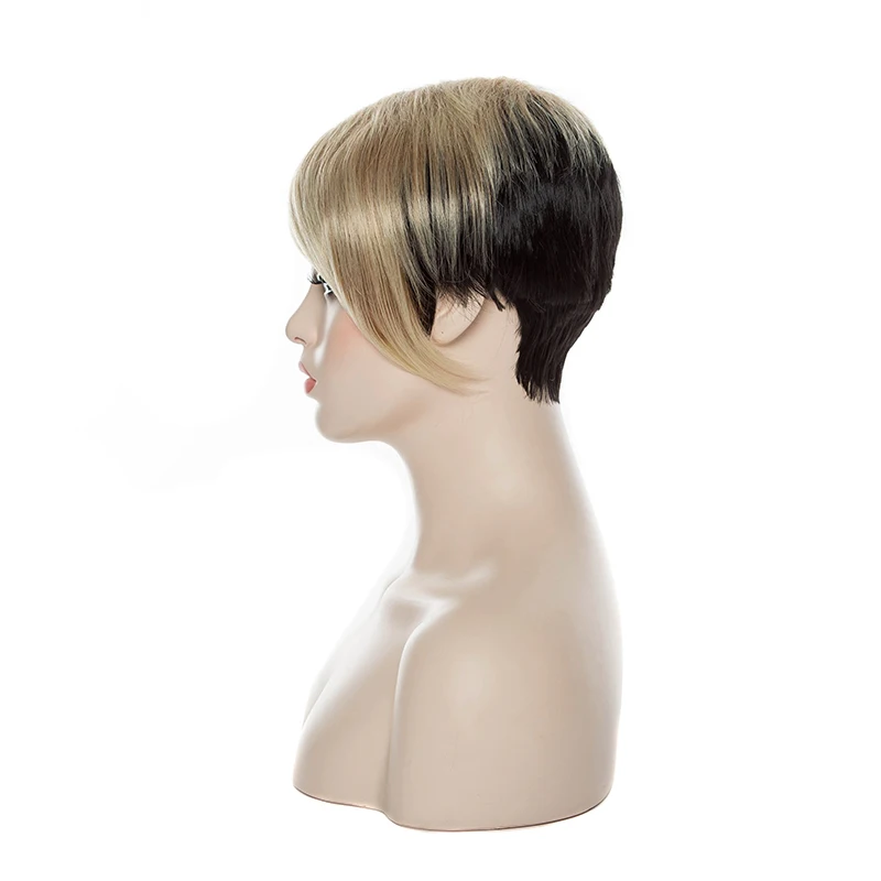 HAIRJOY синтетические волосы черный блонд 2 тона Омбре парик женские короткие прямые парики