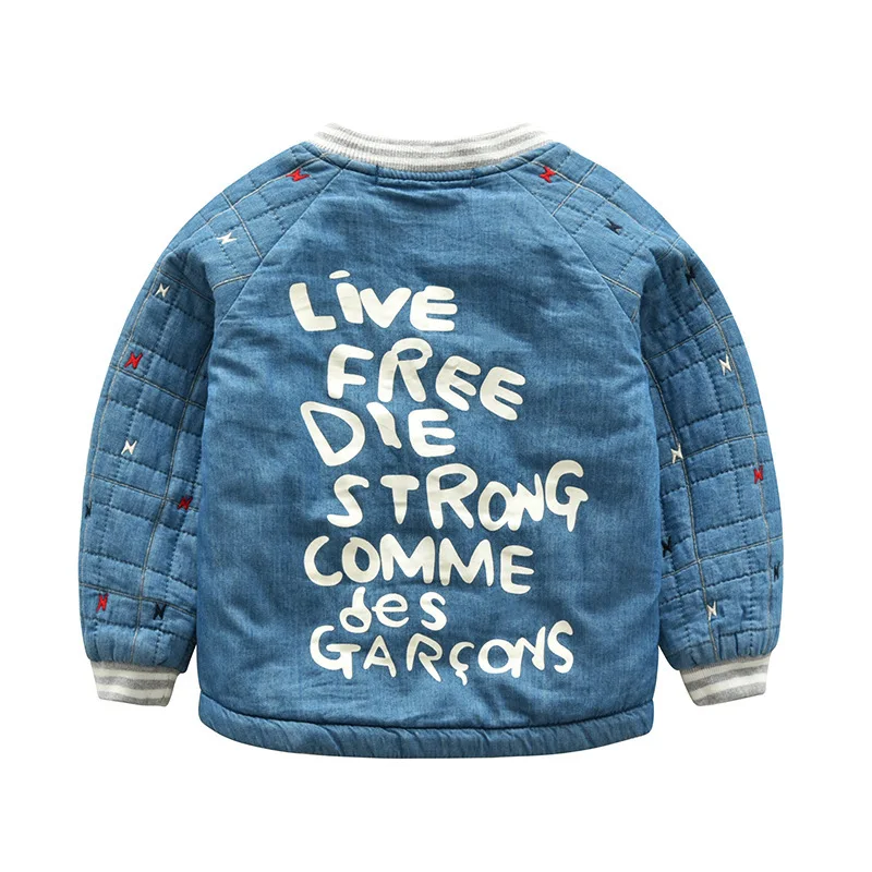Осенние джинсовые куртки для маленьких мальчиков пальто модная детская верхняя