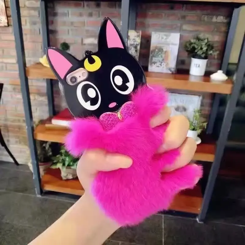 Элитная Недвижимость Кролик Меховой Теплая Зима Bling Мягкий Чехол Для Телефона