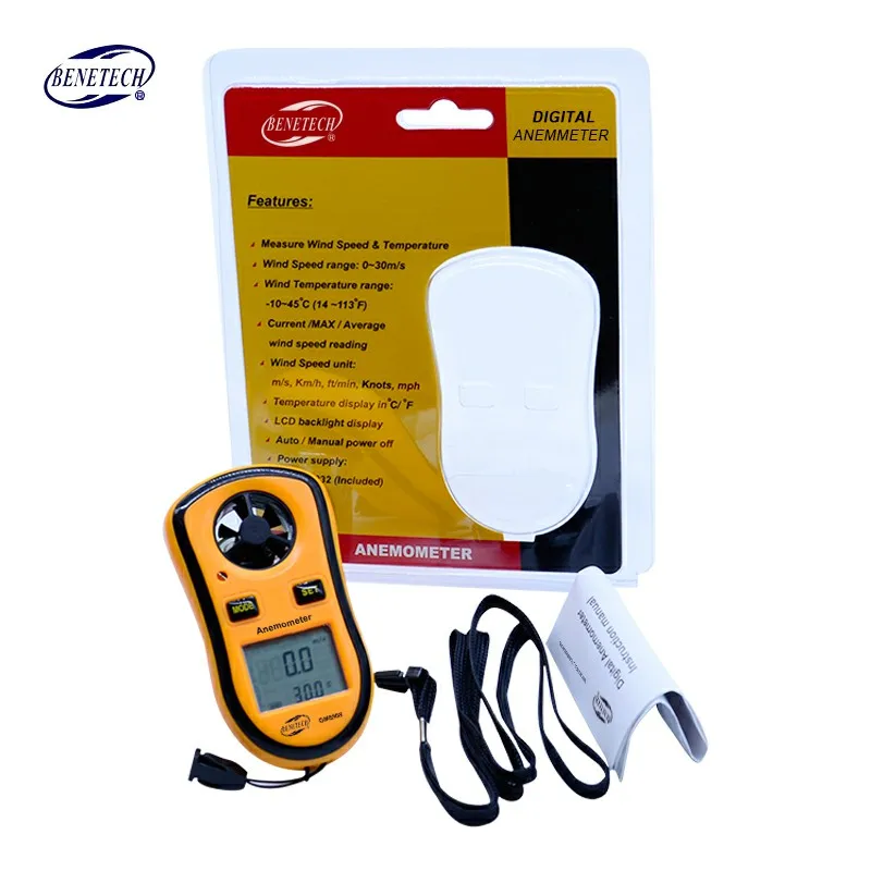 Цифровой анемометр BENETECH GM8908 0 30 м/с ручной измеритель скорости ветра измерение