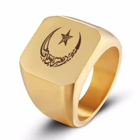 muslim stainless steel ring for men islam moon star gold and silver color ring