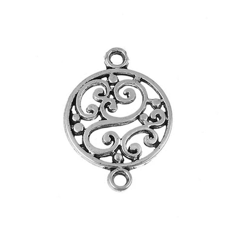 Разъемы DoreenBeads из цинкового сплава круглые серебряные Резные стильные украшения