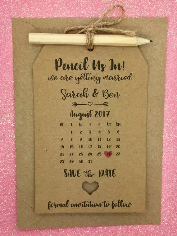 Персонализировать любой текст рустикальная Свадьба календарь карандаш в