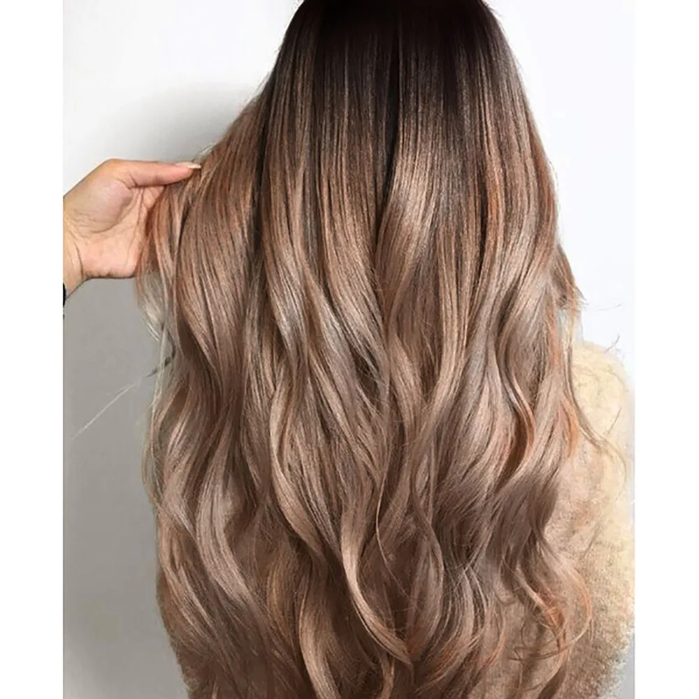 Пикантные женские длинные вьющиеся парики коричневый градиент вечерние волос