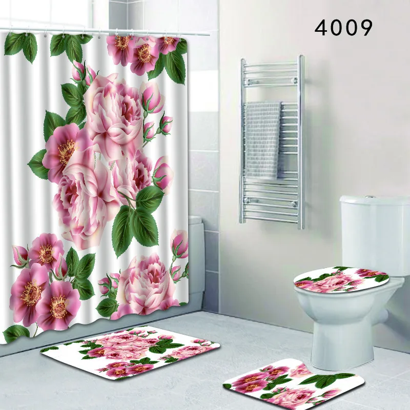 Лидер продаж 2018 продукты для ванной коврики и душевая занавеска в комплекте