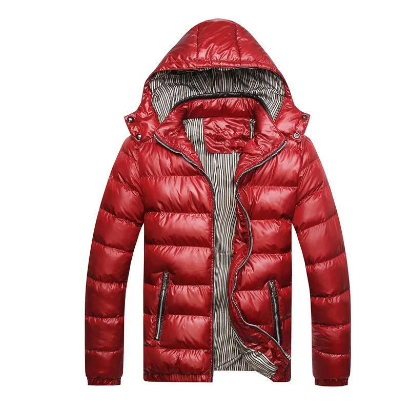 Новинка 7XL, однотонные мужские зимние куртки с капюшоном, мужские повседневные парки, мужские пальто, теплые блестящие пальто, приталенная брендовая одежда EA220