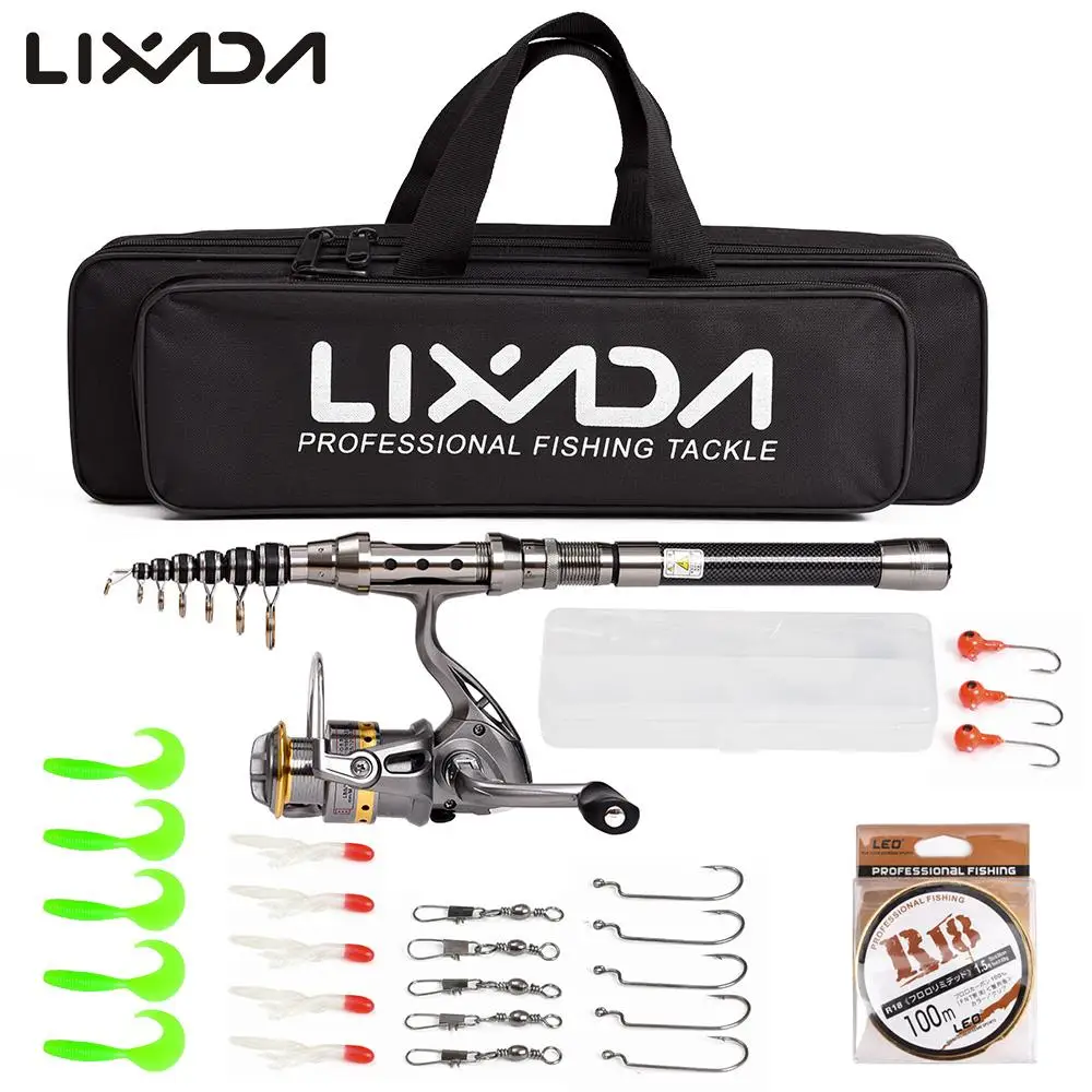 Lixada телескопическая удочка с катушкой полный комплект спиннинговая рыболовная