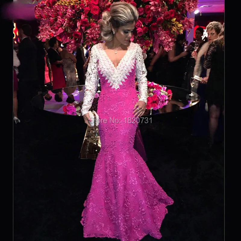 

Abendkleider New Fashion Evening Dress Long Sleeve Sexy V-Neck kaftan Saudi Arabia Muslim Evening Dresses Long Robe De Soiree