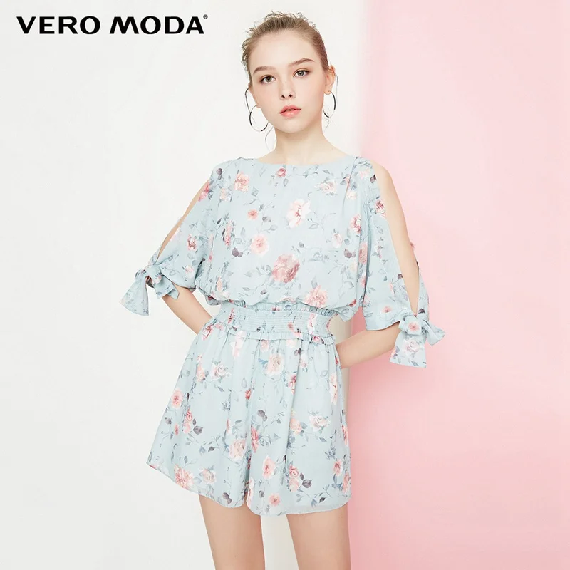 Tender greens Vero Moda женский комбинезон с открытыми плечами и печатным эластичным поясом на шнуровке | 318378507 - Цвет: Tender greens