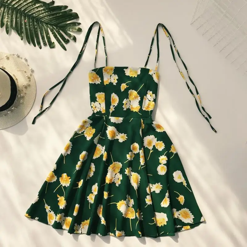 2018 новые модные женские платья приморский праздник цветочный принт без рукавов