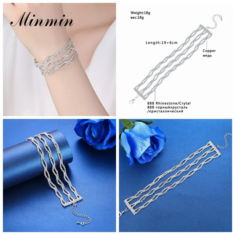 Элегантные серебряные свадебные браслеты Minmin для невест роскошные цветочные