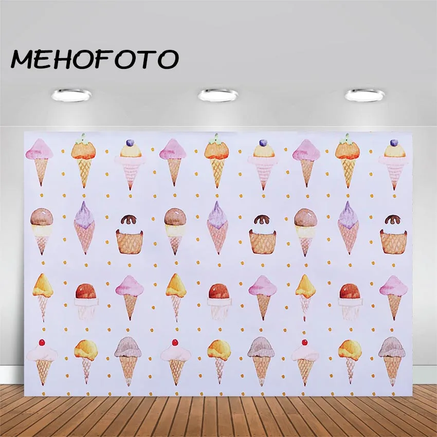 

Ice cream Backdrop Sweet Kids Baby Newborn Birthday Party Banner Photography Background Decoration for Photo Studio