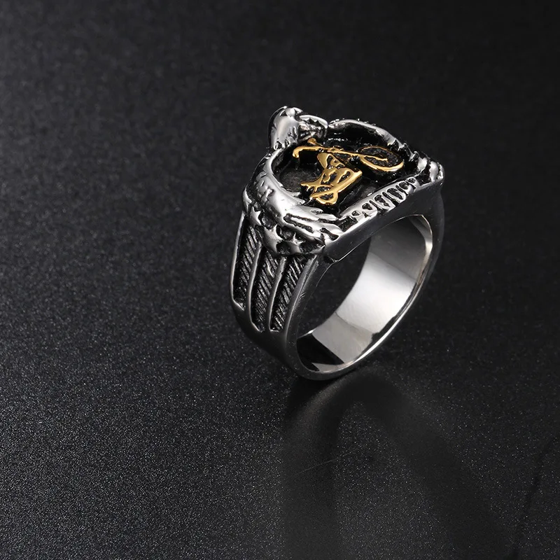 Мужское байкерское кольцо в стиле панк из нержавеющей стали 316L черного и