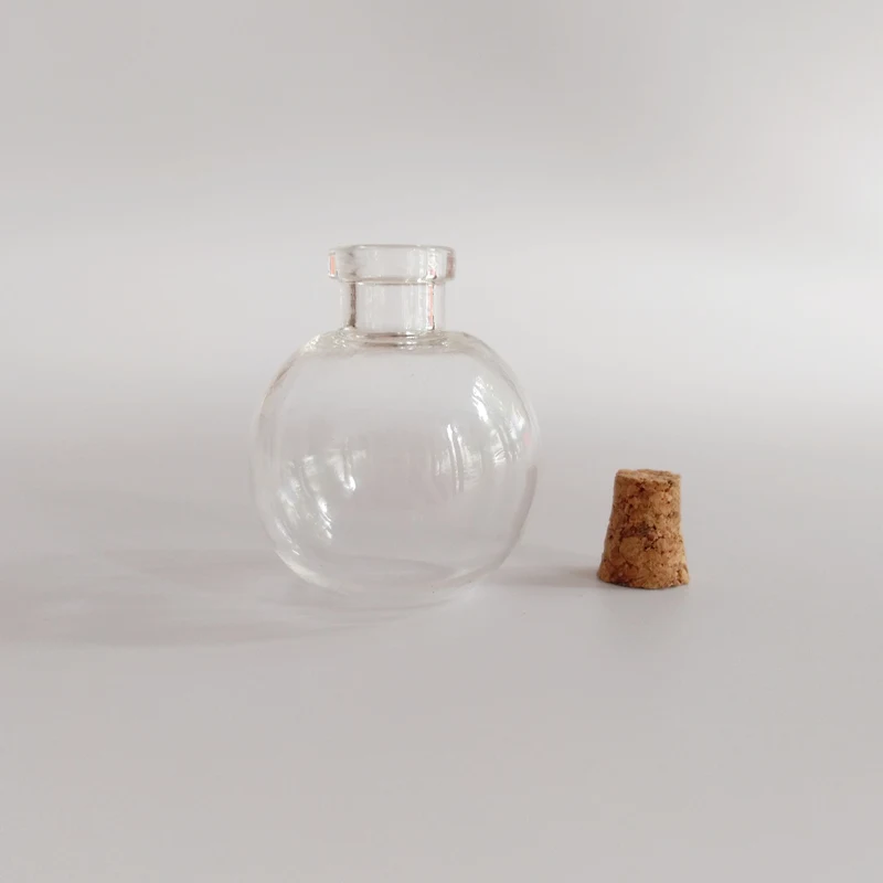 7ml Medium Ball shaped glass bottle with cork 27*32mm Small wish glass vials clear Pendant Decorative bottle 50pcs/lot