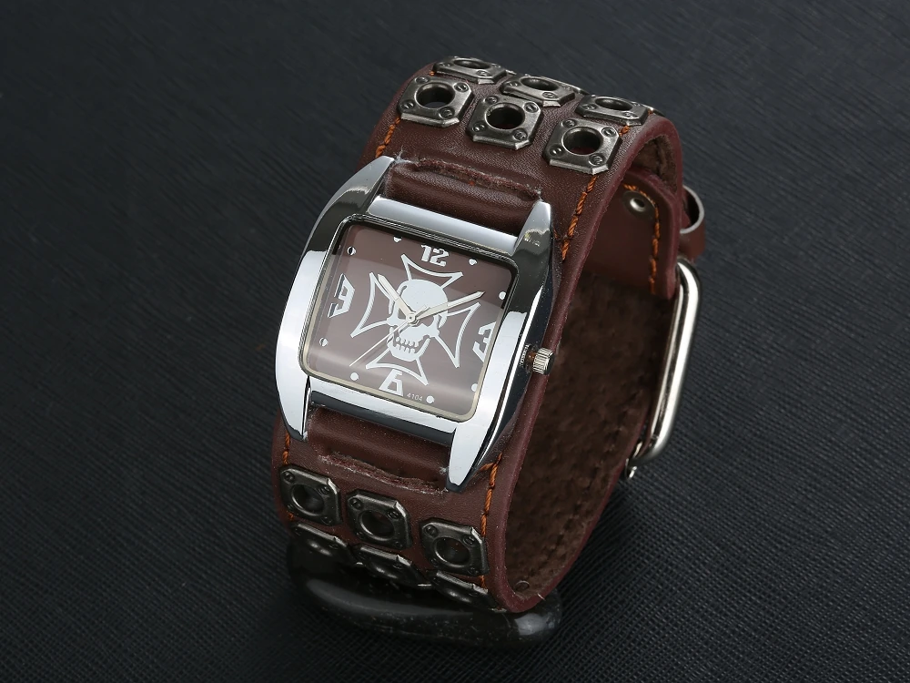 Часы наручные мужские кварцевые в стиле панк модные с металлическим ремешком