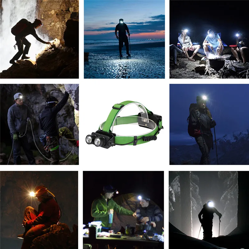 

SANYI 4 Modes XML T6 LED Headlight Flashlight Head Forehead for 2* 18650 Batteries Camping Headlamp Hunting Lamp