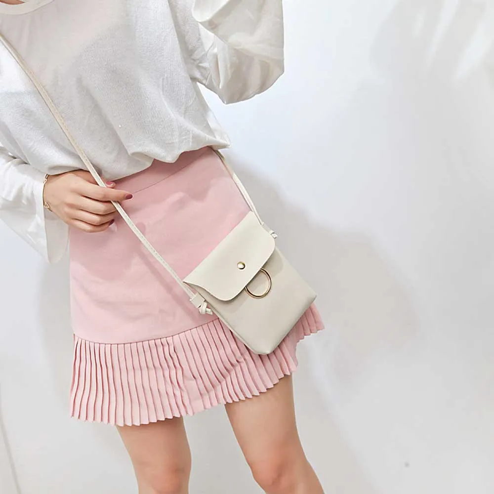 SUBIN PU Leather Cell Phone Bag Wallet luxury Purse Neck Strap Shoulder bag make-up Simple portable Casual Bags for girl | Мобильные