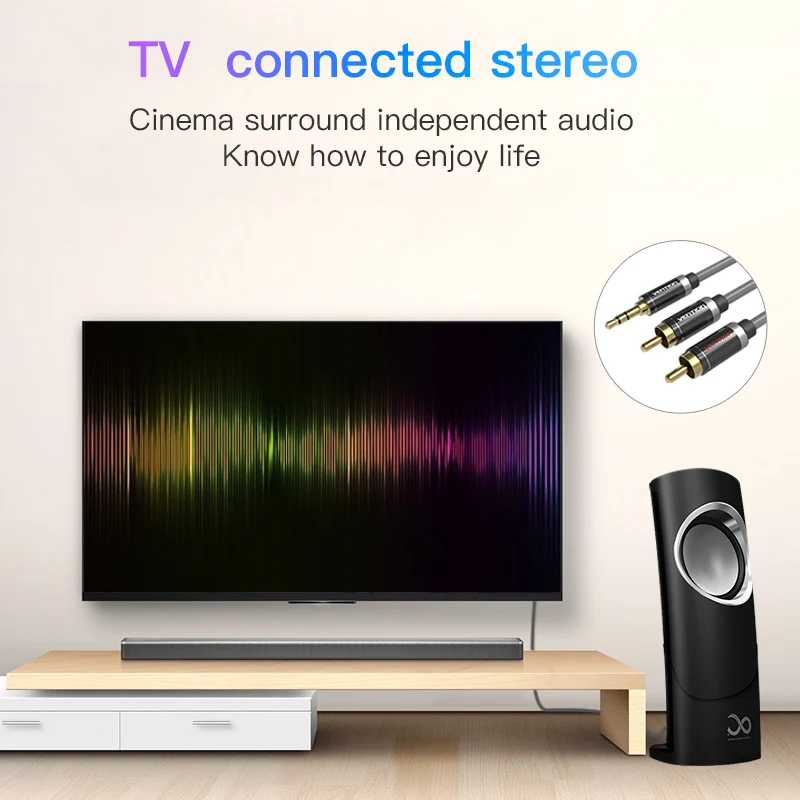 Vention HIFI 3 5 мм Джек 2 RCA аудио кабель позолоченный разъем стерео Aux для дома Театр DVD