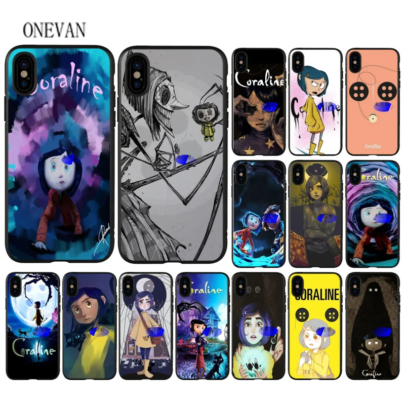 Черный мягкий чехол Coraline E La Porta Magica для телефона iPhone 7 8 6 6S Plus X XS MAX 5 5S SE XR