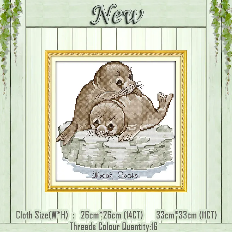 Monk seals Собаки волк Лев медведь лисы животные картина 11CT узоры напечатаны на холсте DMC 14CT вышивка крестиком наборы для вышивания - Цвет: Monk seals