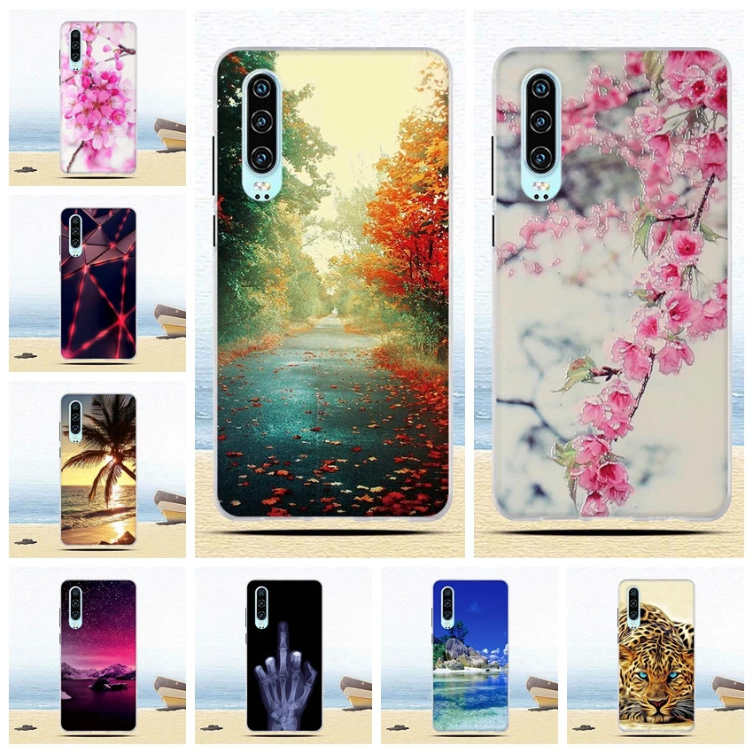 Силиконовый чехол для Huawei P30 с 3D рисунком цветов милого кота Прозрачная мягкая