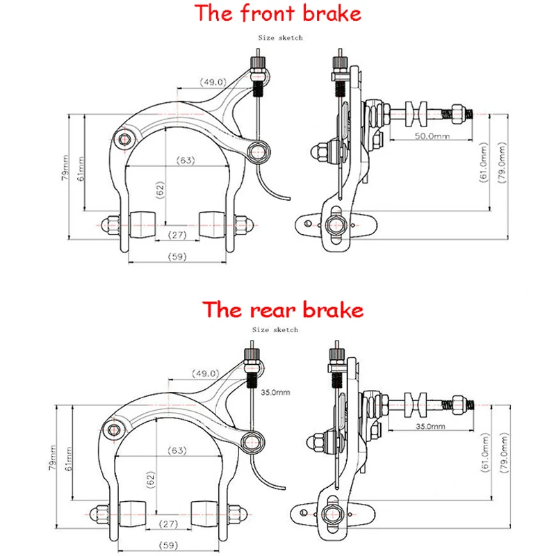 Комплект тормозных суппортов для велосипеда 61-79 мм тормоза SCJ001 | Спорт и