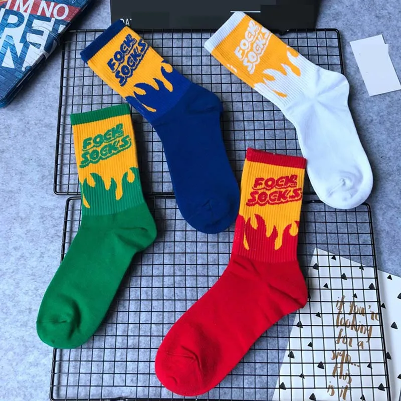 Уличные носки Harajuku в стиле хип хоп с надписью Happy Calcetines Hombre Divertidos забавные