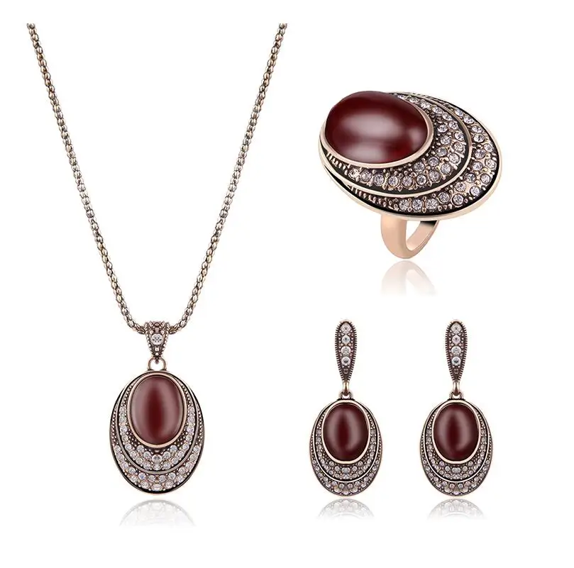 Женский комплект из колье серёг и кольца с подвеской|vintage turkish|necklace earringjewelry sets vintage