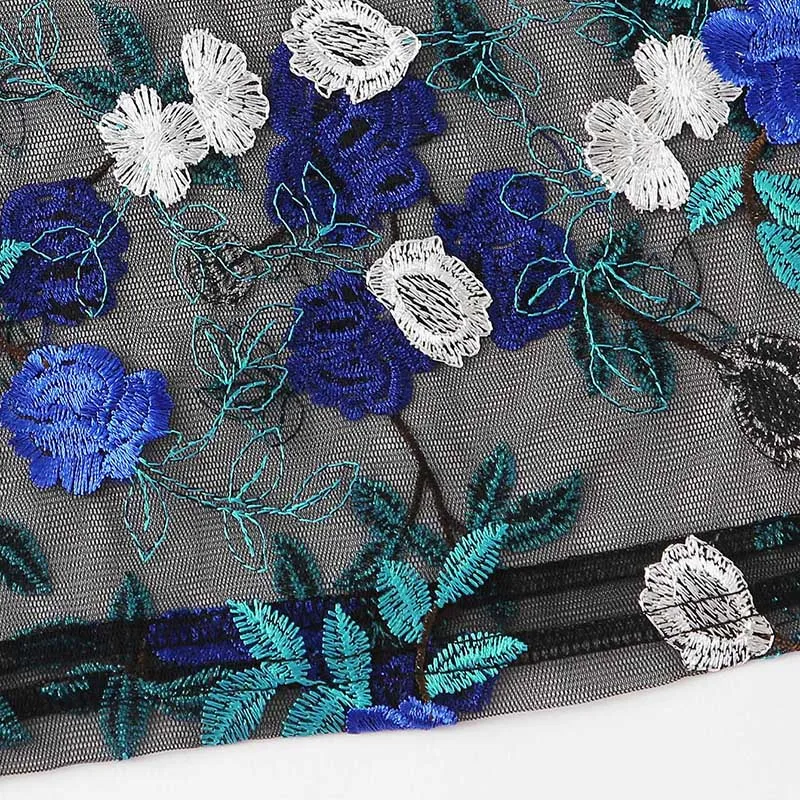 SHEIN Boho разноцветная Цветочная вышивка Прозрачная сетка Сексуальная укороченная блузка женская летняя круглый вырез короткий рукав элегантный топ блузки