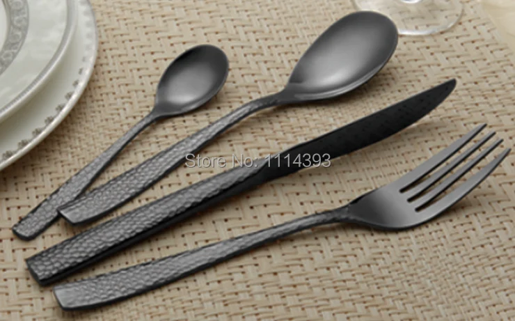 2310b-black 18-10 кованой нержавеющей стали набор столовых приборов 24 шт. покрытие Титан/Цветной Столовые приборы Набор ресторан или hotel