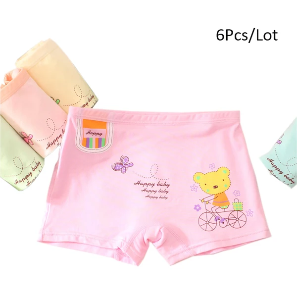 Color M 6 Pcs Хорошее качество; 6 шт./лот; стиль; детское хлопковое нижнее белье для девочек; милые короткие трусы; детские трусы; смешанные цвета - Цвет: Color M 6 Pcs