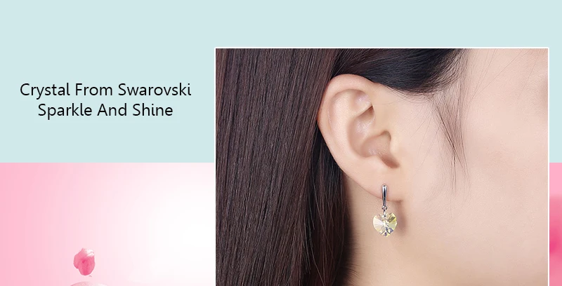 Элегантные серьги в форме сердца с кристаллами Swarovski, 925 пробы, серебро, высокое качество, модный дизайн для женщин, свадебные украшения