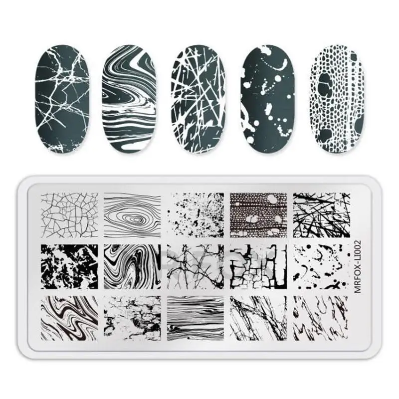 

WAKEFULNESS Rectangle Nail Stamping Plates Flower Cat Stainless Steel Nail Stamp Image Stencils Nail Art Template Manicure