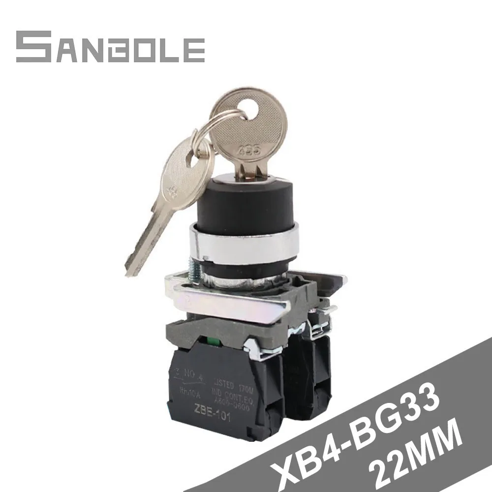 

Protect Type XB4-BG33 Selector Switch Zbe Bring Key Three Block Knob Two Normally Open Push Button 22MM 10A/440V