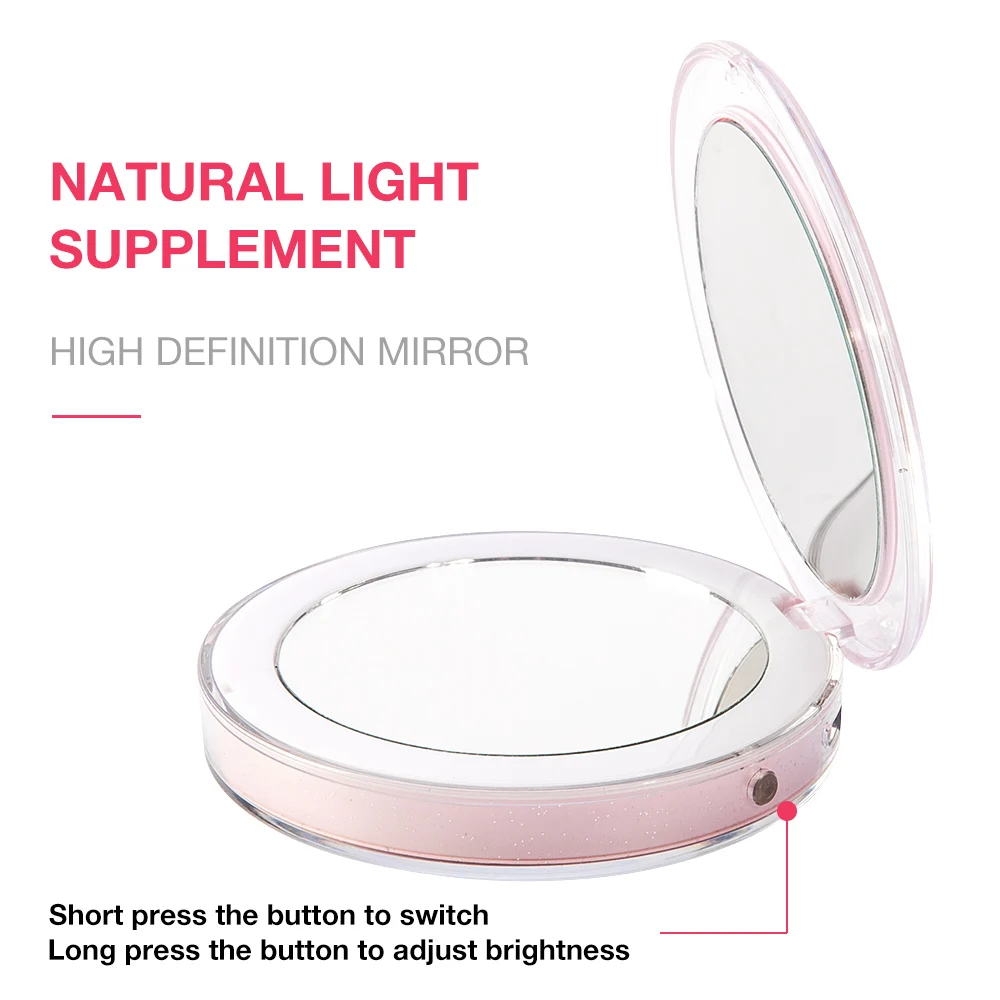 Портативный макияж увеличительное зеркало светодиодный свет сенсорный экран