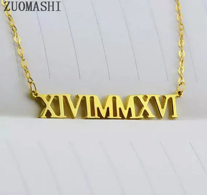 Ожерелье женское с римскими цифрами чокер именем на заказ колье датой для