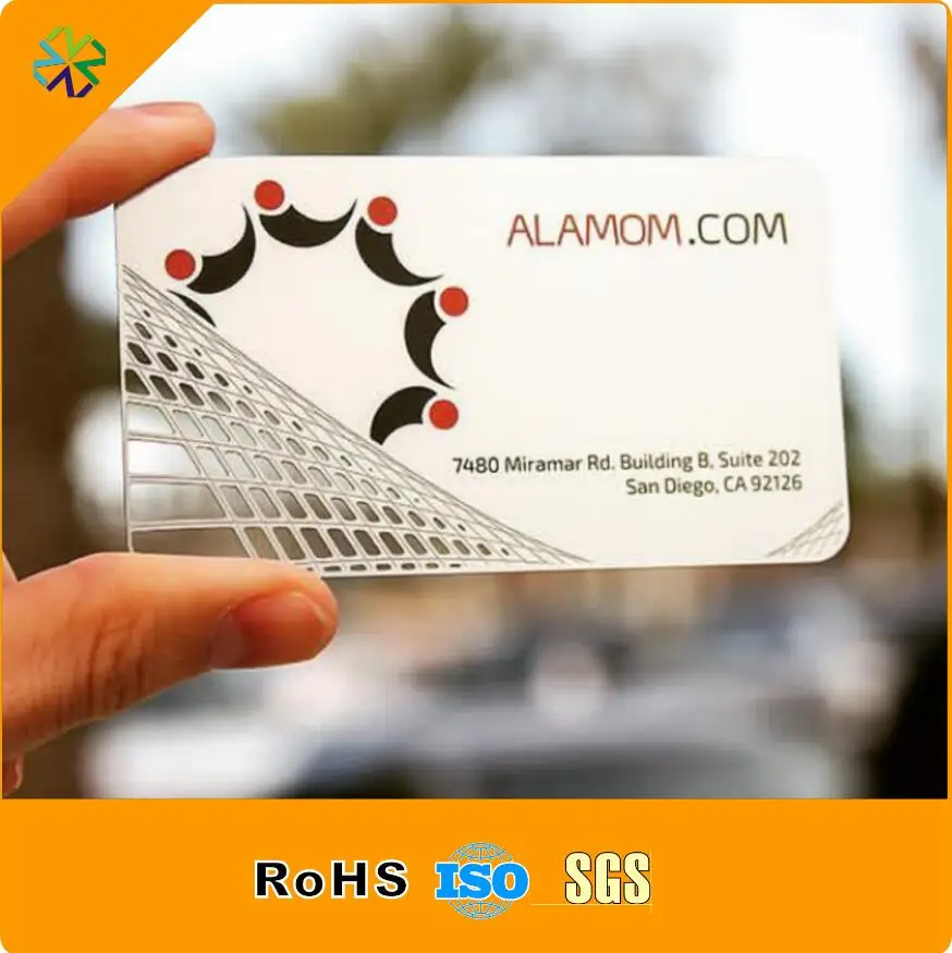 hole cutting out stainless steel material metal business cards from China factory