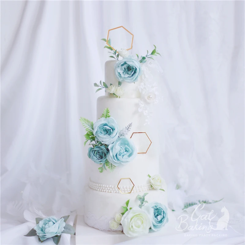 

Искусственный цветок, роза, гибискус, свадебное украшение, пион, топпер для торта для невесты, товары для дня рождения вечерние Милая выпечк...