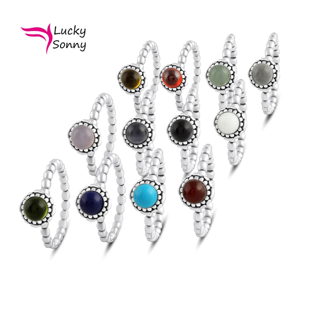

Lucky Birthstone Ring 12Color Imitation Semi-precious Birthday Stone Jewelry European Bijoux 925 Sterling Silver Rings For Women