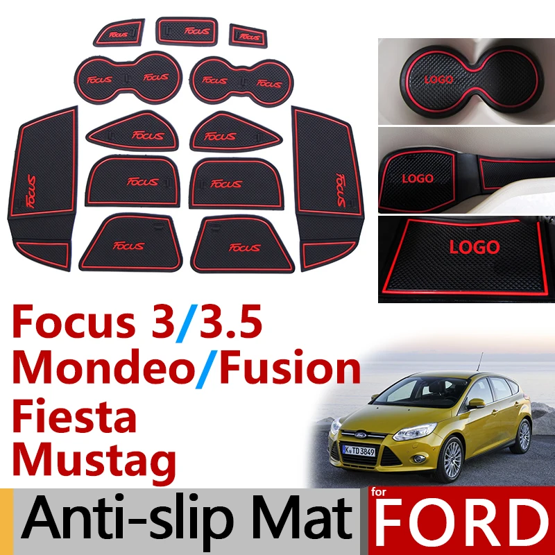 Противоскользящий резиновый коврик со слотом для ворот и чашки Ford Focus 3 5 Mondeo Fusion