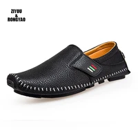 men leather moccasins slip on loafers big size 38 47 sewing design male breathable summer shoes 5 colors black white